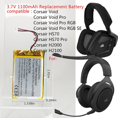 3,7 V 1100 mAh Corsair Void Pro / Corsair Void Batterieersatz 523450P