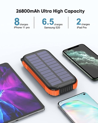 Echte tragbare Handkurbel Solar Power Bank Station 26800mAh NCM