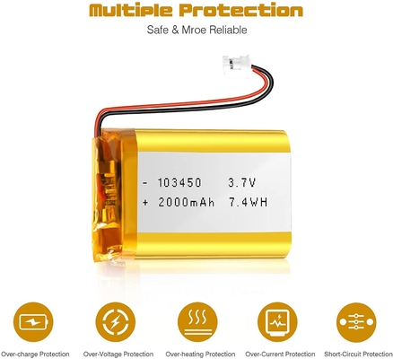 NCM Wiederaufladbarer Li-Ionen-Akku 3,7 V 2000 mAh / Lithium-Ionen-Akkuanschluss JST